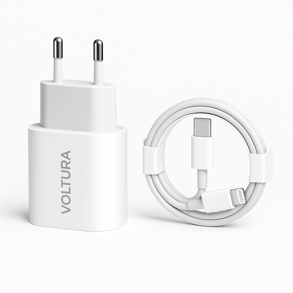 Voltura 20W USB-C Hurtiglader + USB-C til Lightning-kabel
