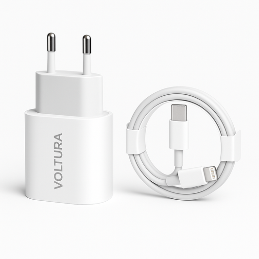 Voltura 20W USB-C Hurtiglader + USB-C til Lightning-kabel