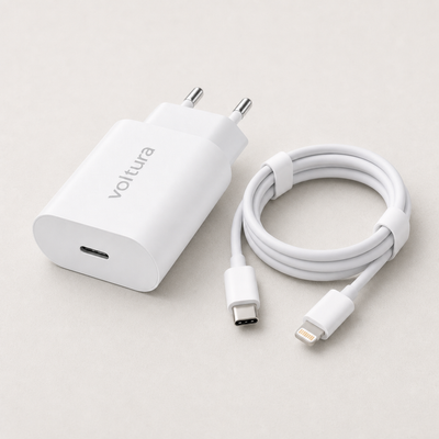 Voltura 20W Slim USB-C-lader med 2 meter USB-C til Lightning-kabel
