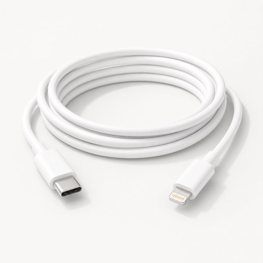 Voltura USB-C til Lightning-kabel på 2 meter med begge kontakter synlige